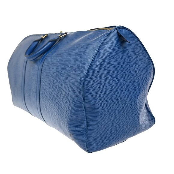 LOUIS VUITTON LV Logo Keepall 55 Travel Hand Bag Epi Leather Blue - Picture 4 of 14